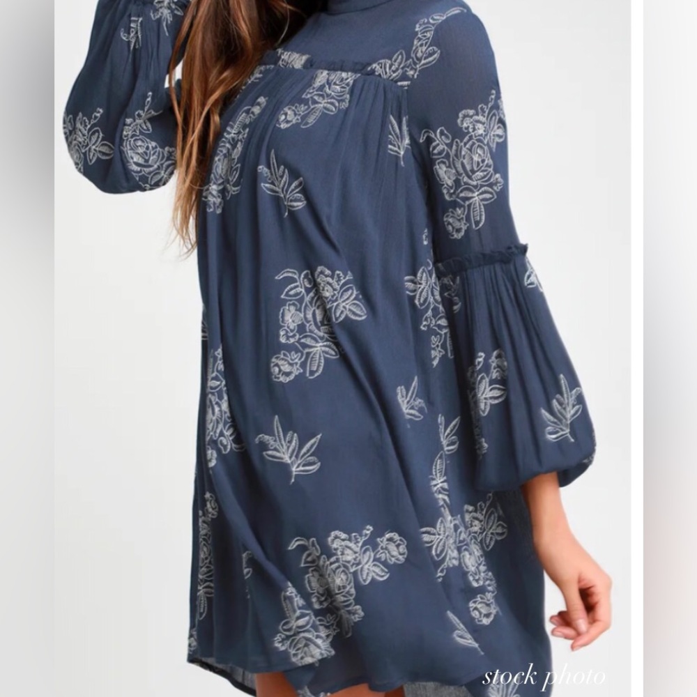NWT-No One Quite Like You Dark Blue Embroidered Shift Dress